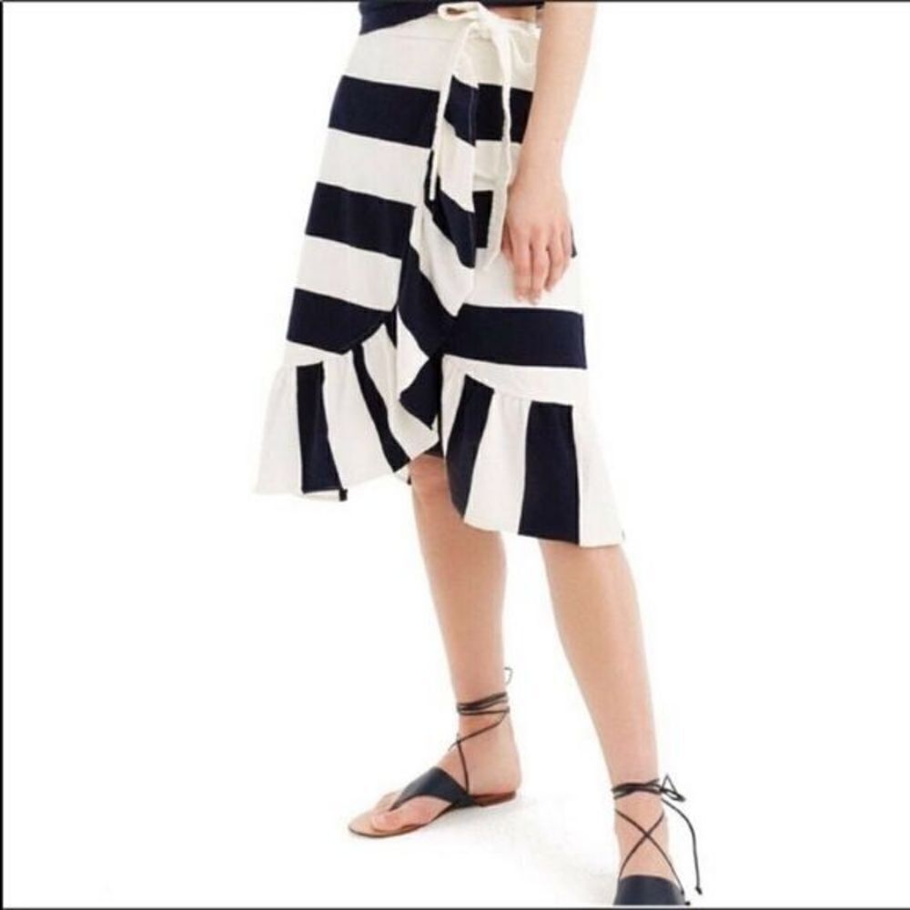 NWT J. Crew Striped ruffle trim skirt‎